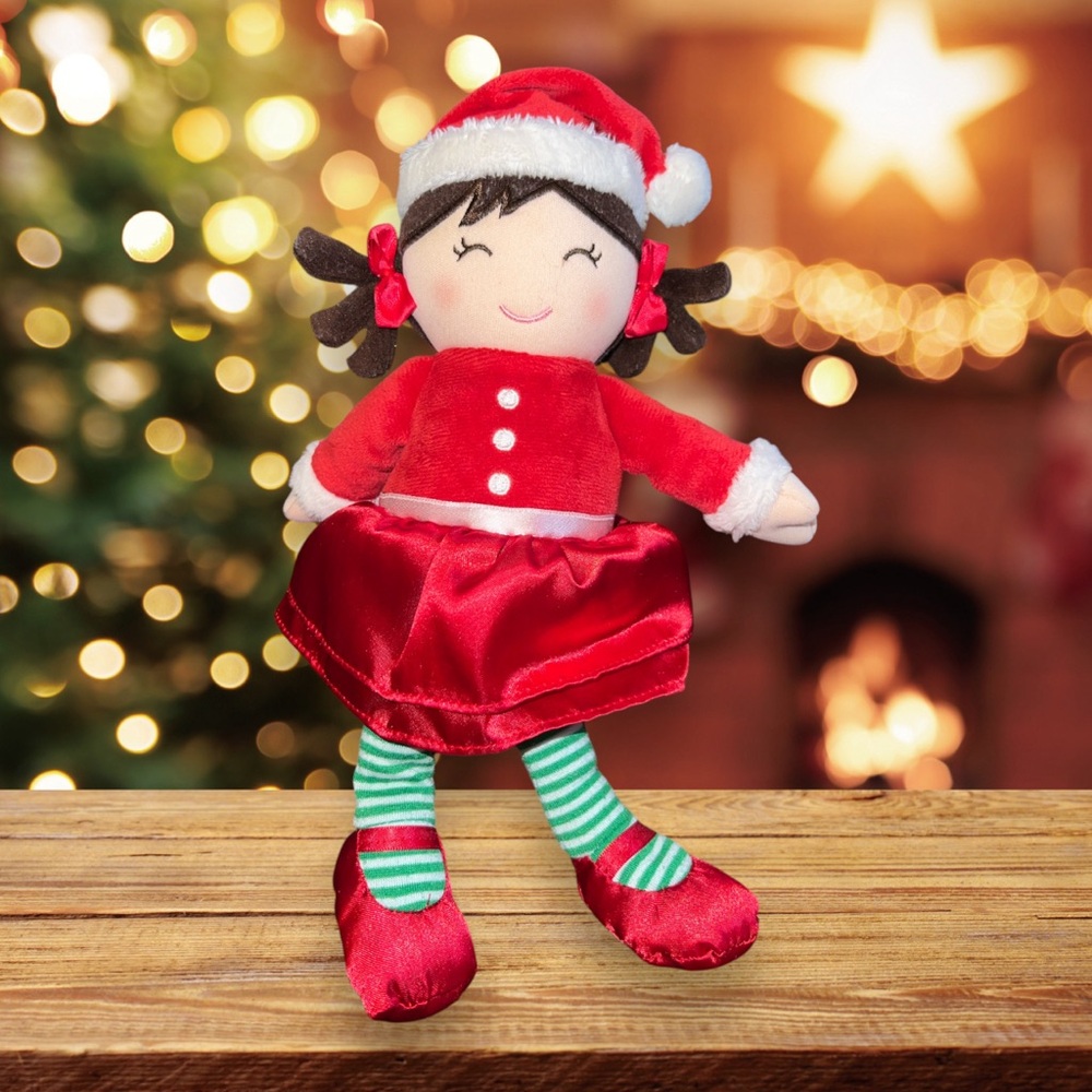 Carters 2011 Christmas Brunette Plush Lovey Doll